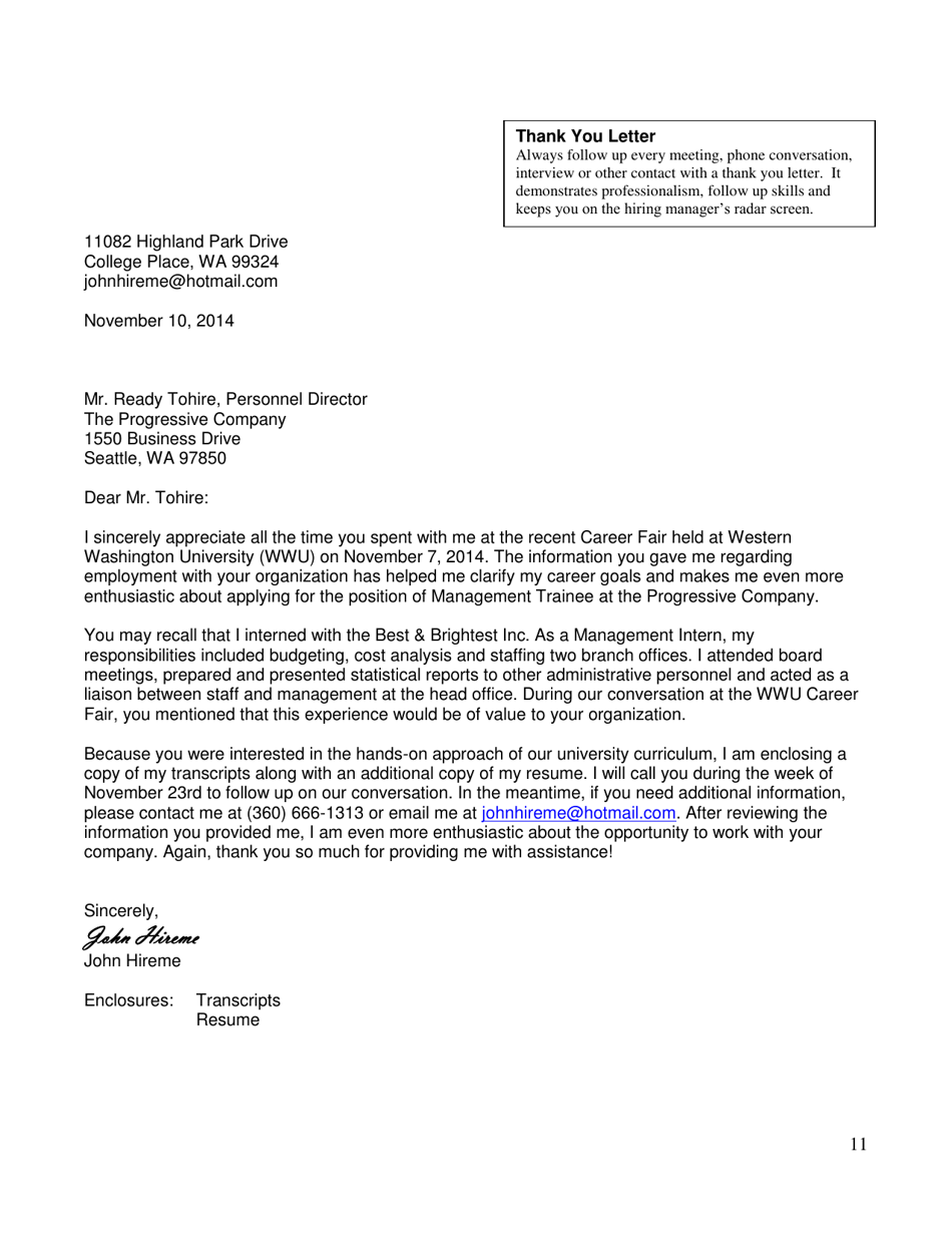 Guide to Cover Letters and Other Correspondence - Wwu Career Services Center, Page 12