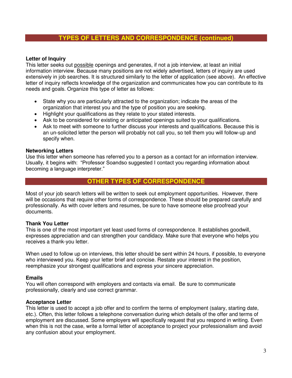 Guide to Cover Letters and Other Correspondence - Wwu Career Services Center, Page 4