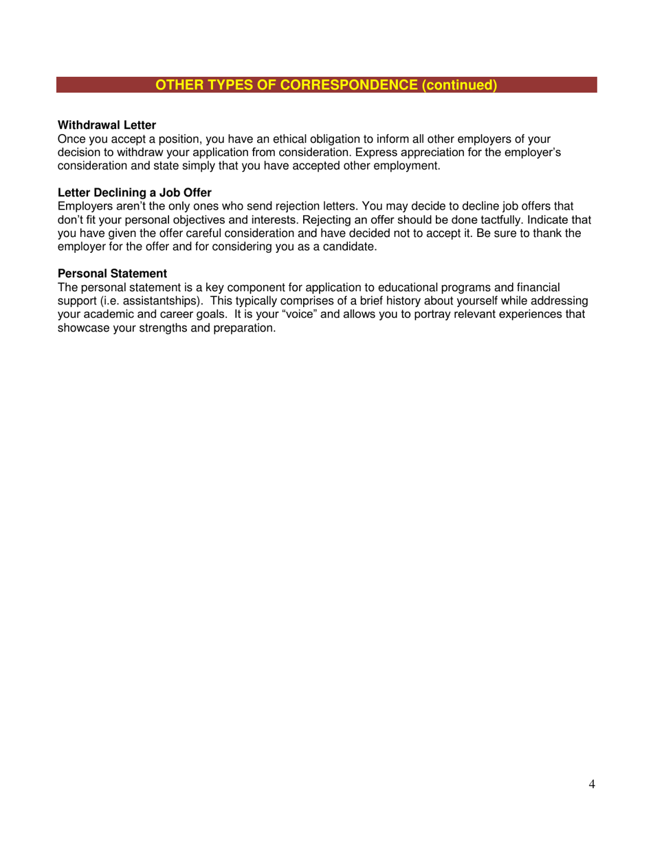 Guide to Cover Letters and Other Correspondence - Wwu Career Services Center, Page 5