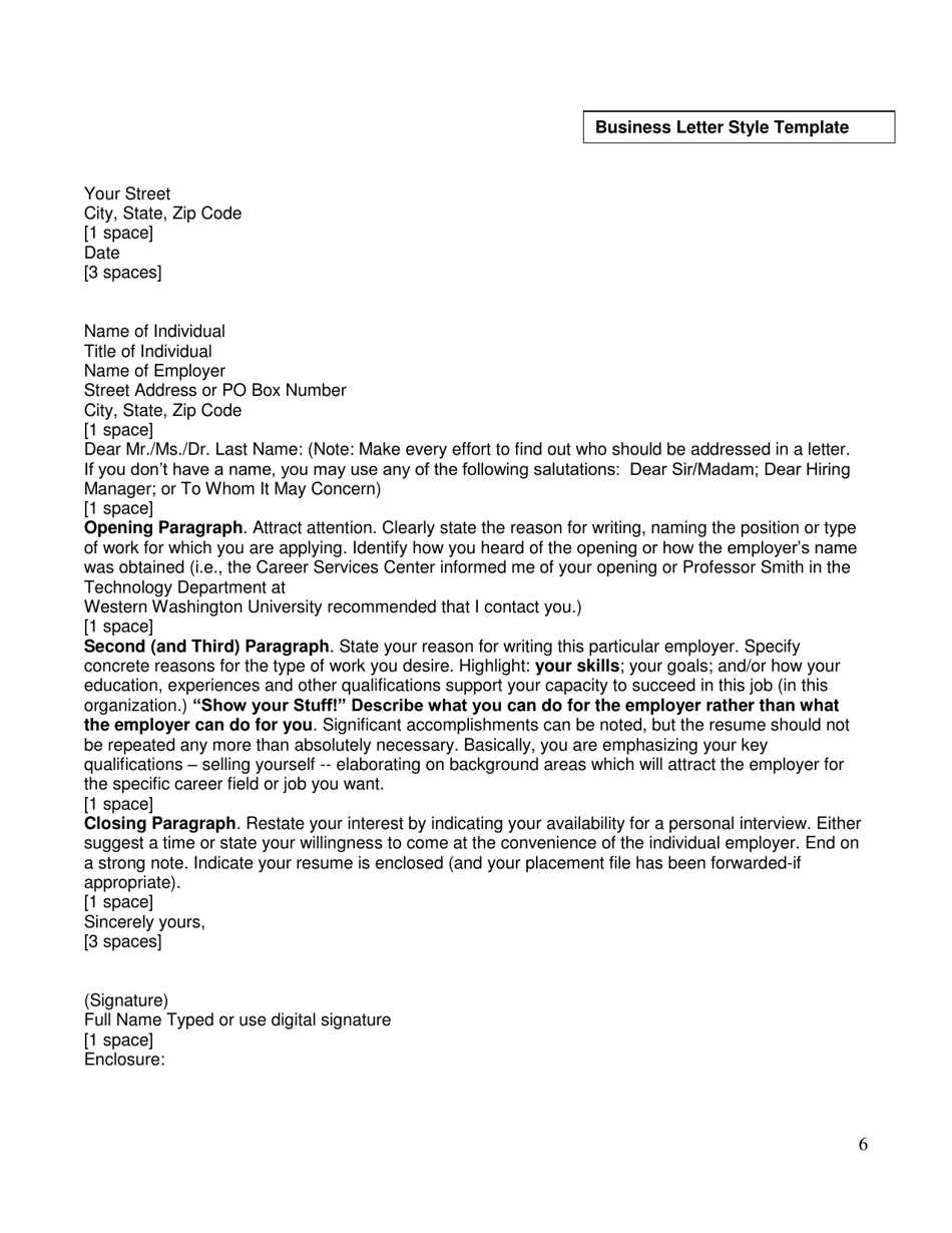 Guide to Cover Letters and Other Correspondence - Wwu Career Services Center, Page 7