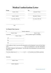 Document preview: Medical Authorization Letter Template