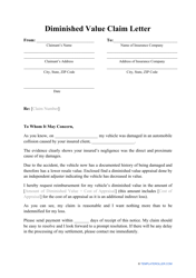 Document preview: Diminished Value Claim Letter Template