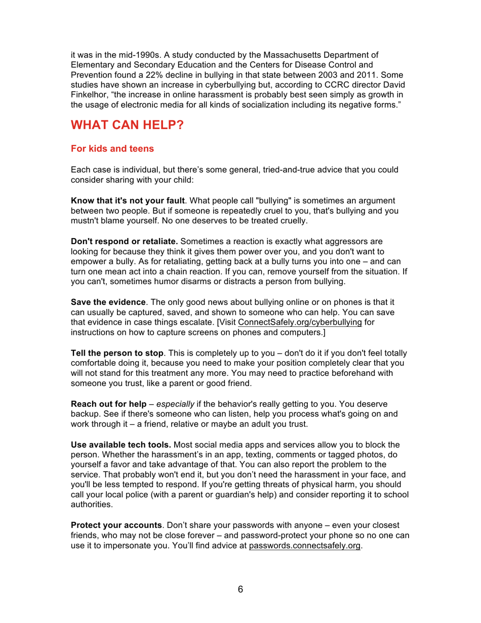 A Parents Guide to Cyberbullying, Page 6