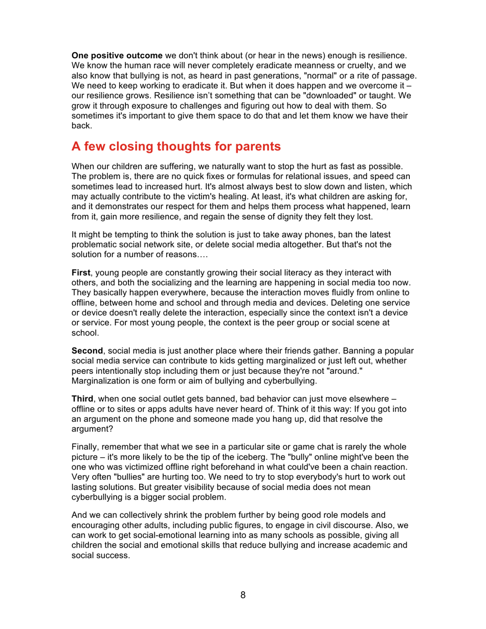 A Parents Guide to Cyberbullying, Page 8