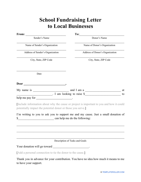 School Fundraising Letter to Local Businesses Template (Preview Image)