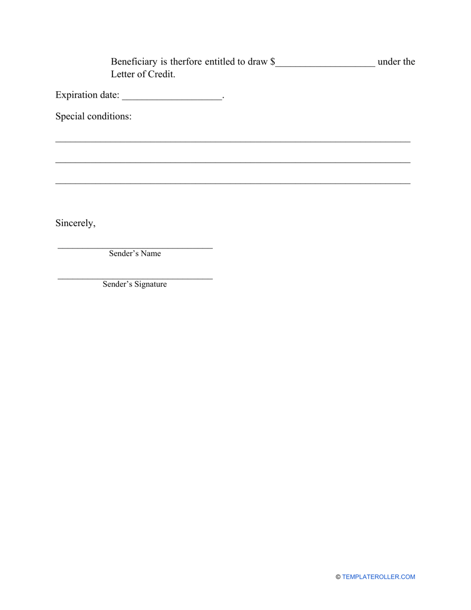 Standby Letter of Credit Template Download Printable PDF Templateroller