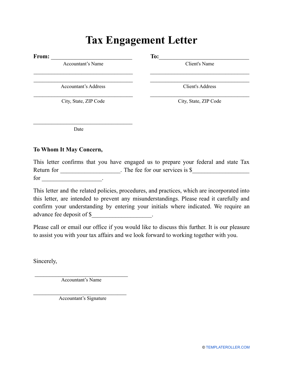 Tax Engagement Letter Template, Page 1