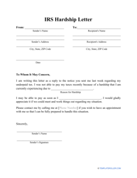 &quot;IRS Hardship Letter Template&quot;