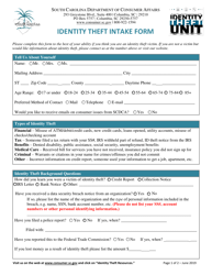 Document preview: Identity Theft Intake Form - South Carolina
