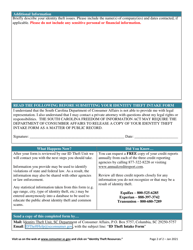 Identity Theft Intake Form - South Carolina, Page 2