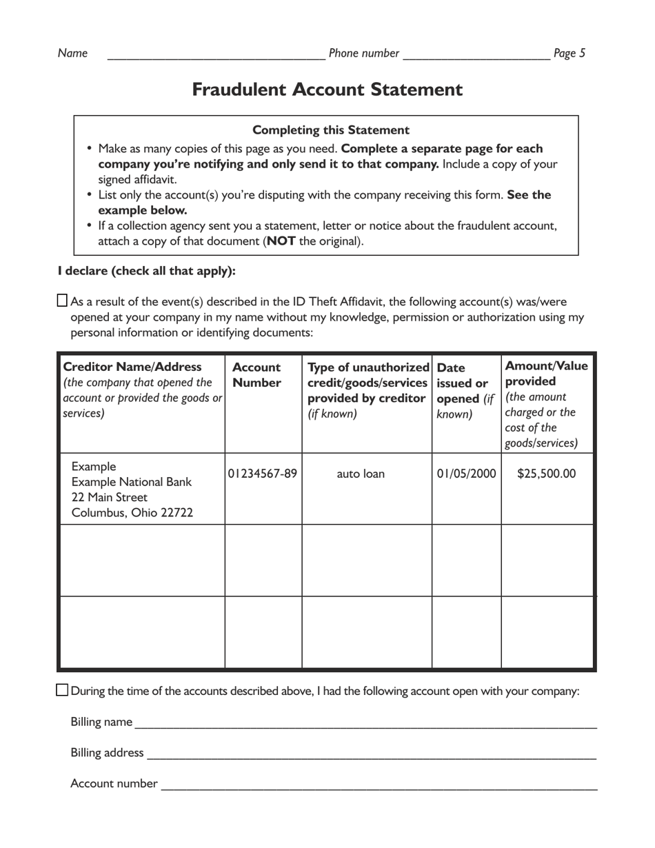 Id Theft Affidavit - Florida, Page 11