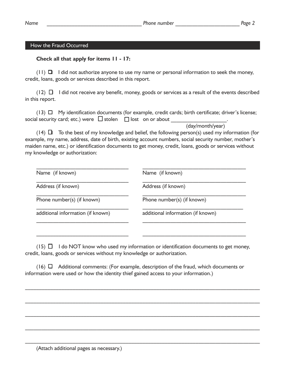 Id Theft Affidavit - Florida, Page 8