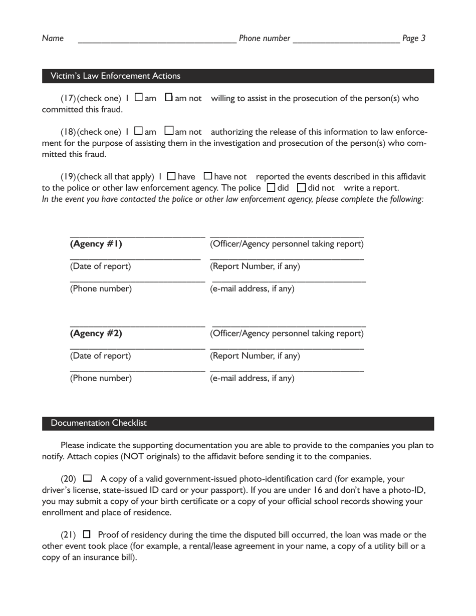 Id Theft Affidavit - Florida, Page 9