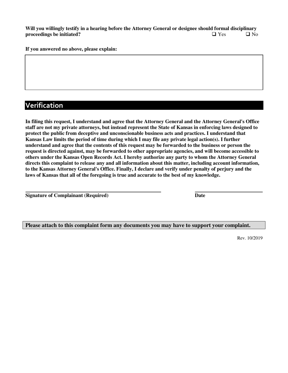 Identity Theft Complaint Form - Kansas, Page 4