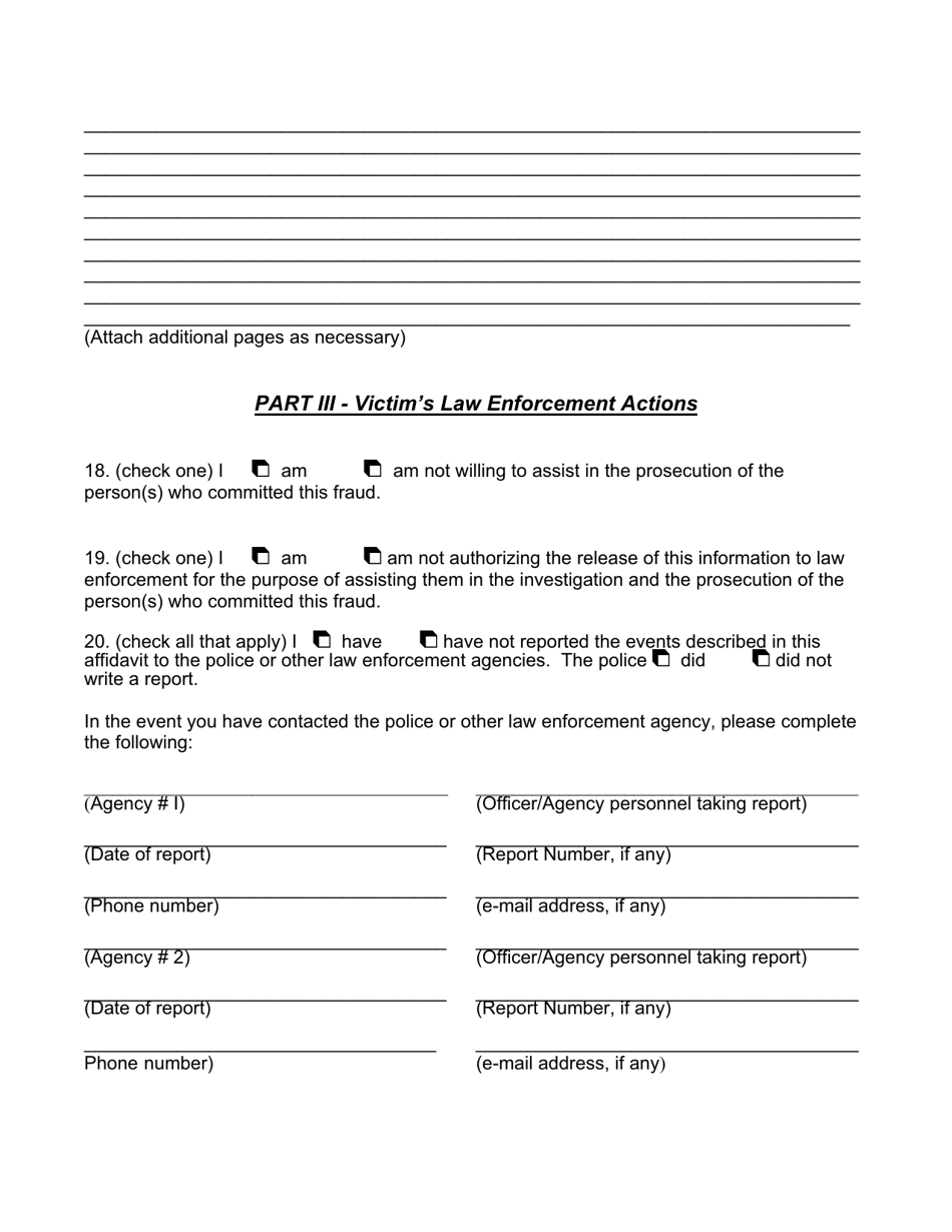 Identity Theft Affidavit - North Carolina, Page 10