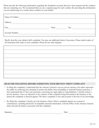 Identity Theft Complaint Form - Illinois, Page 2