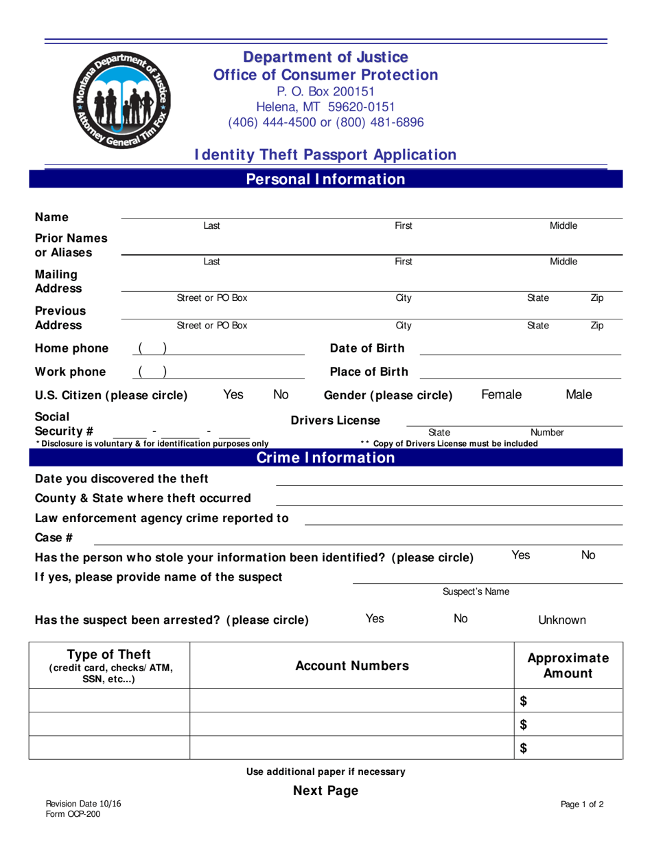 Form OCP200 Fill Out, Sign Online and Download Printable PDF