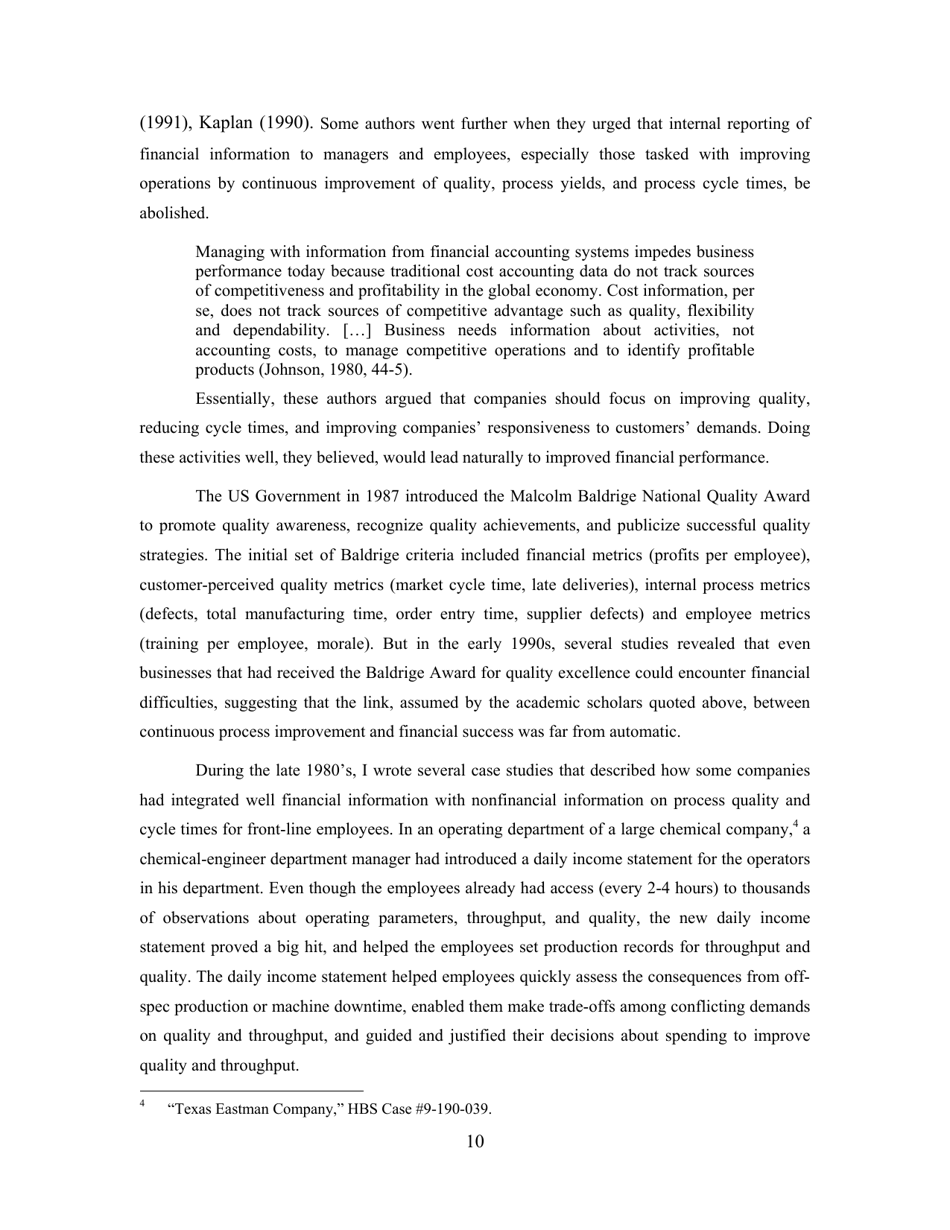 Conceptual Foundations of the Balanced Scorecard - Robert S. Kaplan, Harvard Business School, Page 11