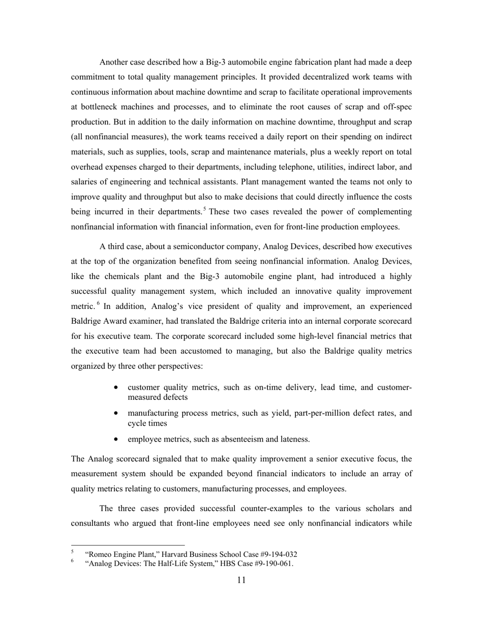 Conceptual Foundations of the Balanced Scorecard - Robert S. Kaplan, Harvard Business School, Page 12