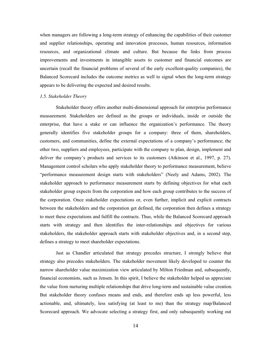 Conceptual Foundations of the Balanced Scorecard - Robert S. Kaplan, Harvard Business School, Page 15