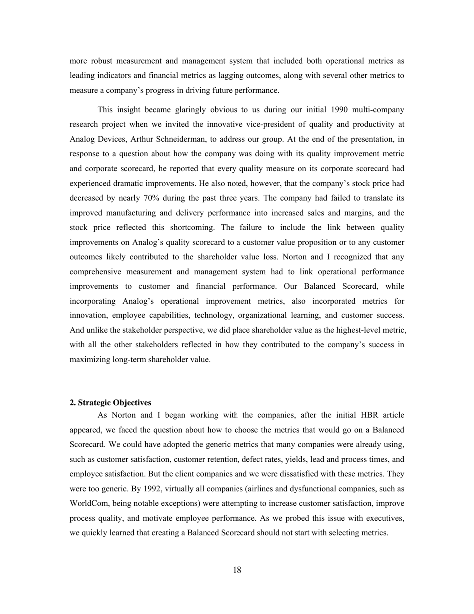 Conceptual Foundations of the Balanced Scorecard - Robert S. Kaplan, Harvard Business School, Page 19