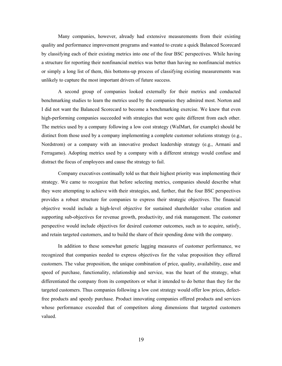 Conceptual Foundations of the Balanced Scorecard - Robert S. Kaplan, Harvard Business School, Page 20