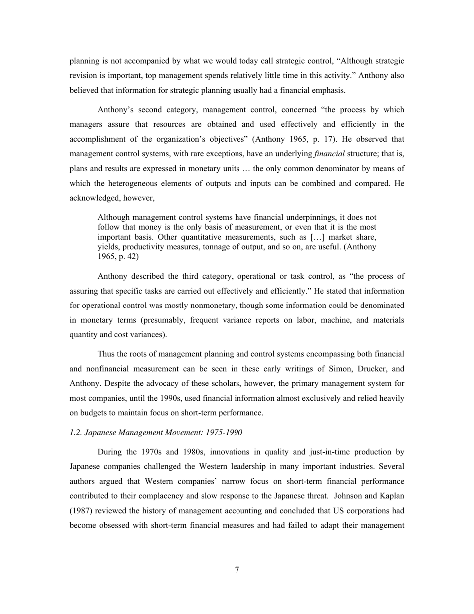 Conceptual Foundations of the Balanced Scorecard - Robert S. Kaplan, Harvard Business School, Page 8