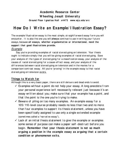 How Do I Write an Example/Illustration Essay? - Wheeling Jesuit University