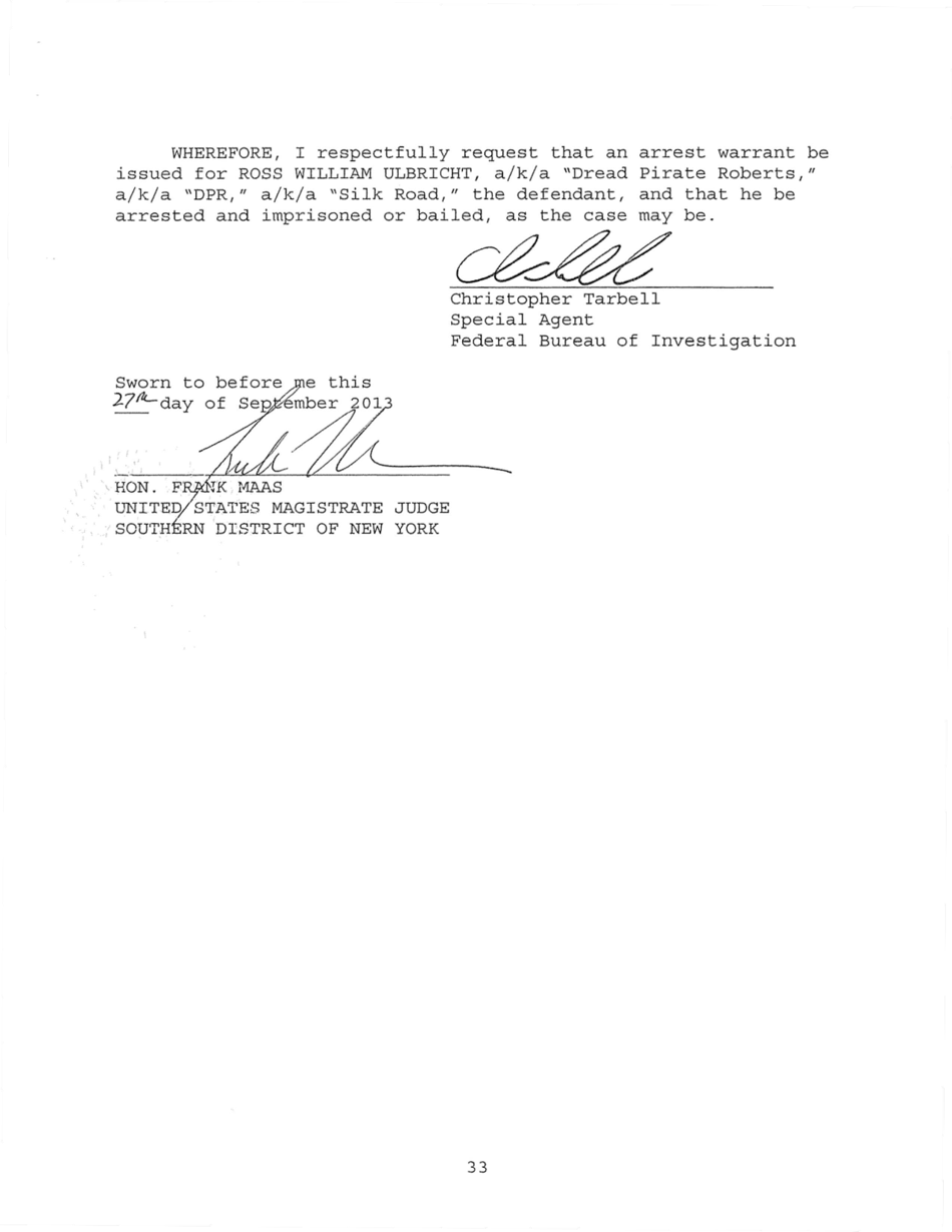 Sealed Complaint 13 Mag 2328: United States of America V. Ross William Ulbricht, Page 33