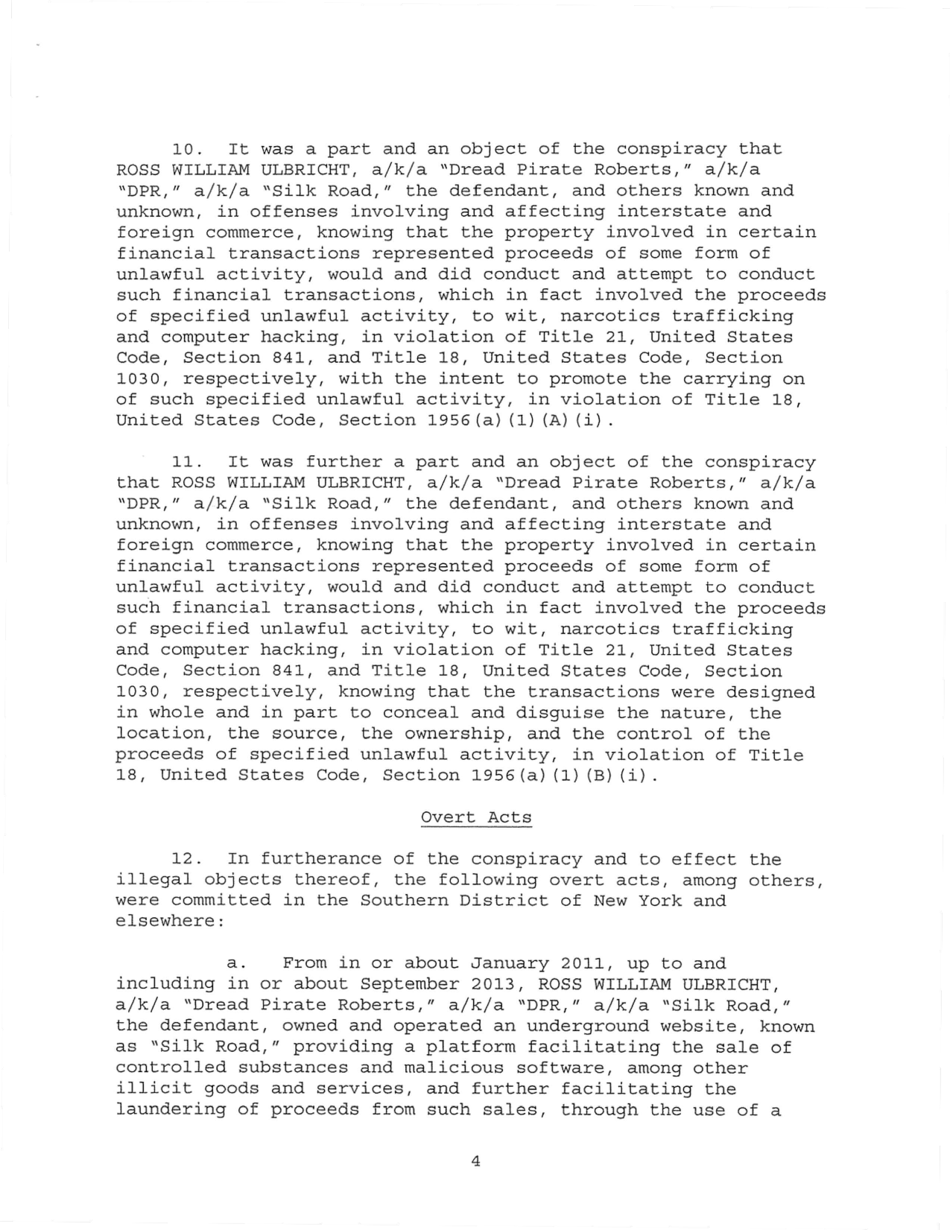 Sealed Complaint 13 Mag 2328: United States of America V. Ross William Ulbricht, Page 4