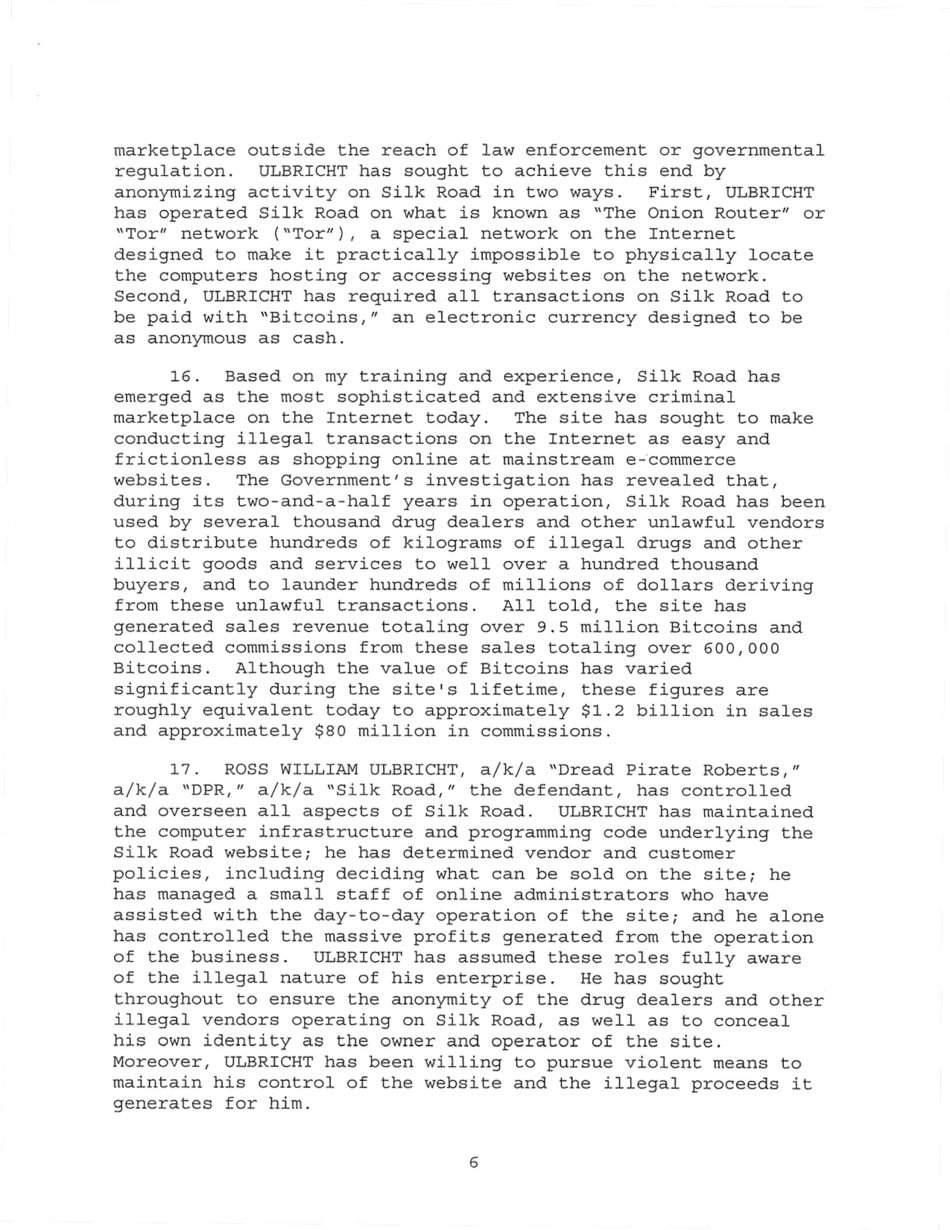 Sealed Complaint 13 Mag 2328: United States of America V. Ross William Ulbricht, Page 6