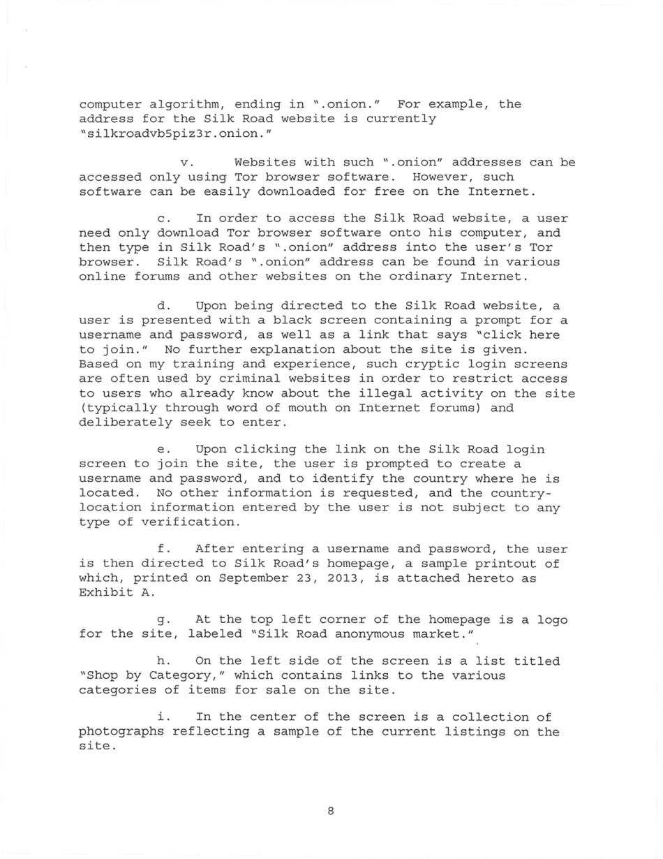 Sealed Complaint 13 Mag 2328: United States of America V. Ross William Ulbricht, Page 8