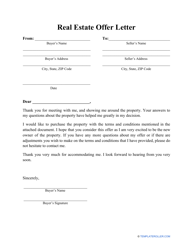 &quot;Real Estate Offer Letter Template&quot;