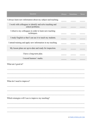 &quot;Teacher Self-evaluation Form&quot;, Page 2