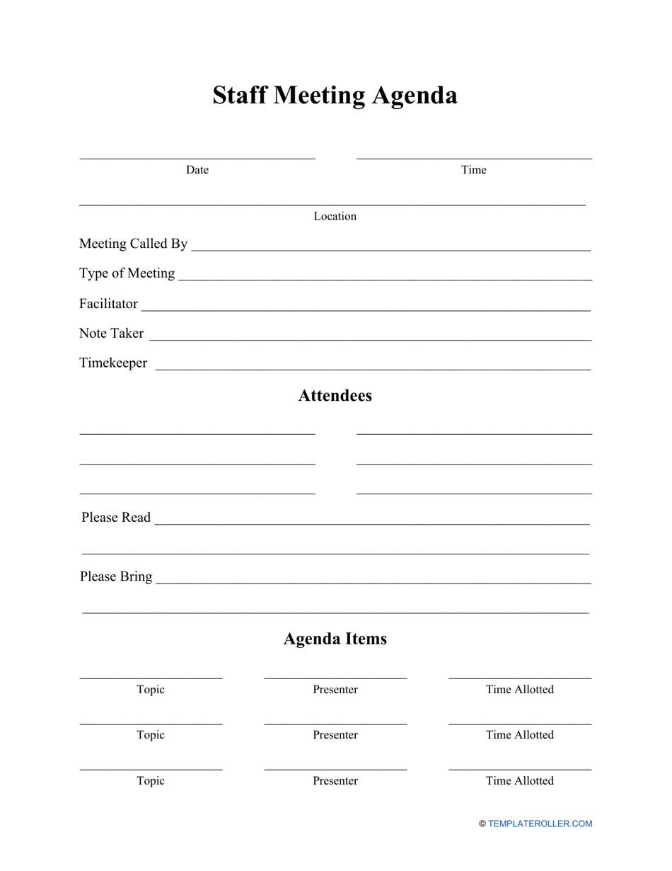 Staff Meeting Agenda Template, Page 1