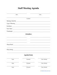 Document preview: Staff Meeting Agenda Template