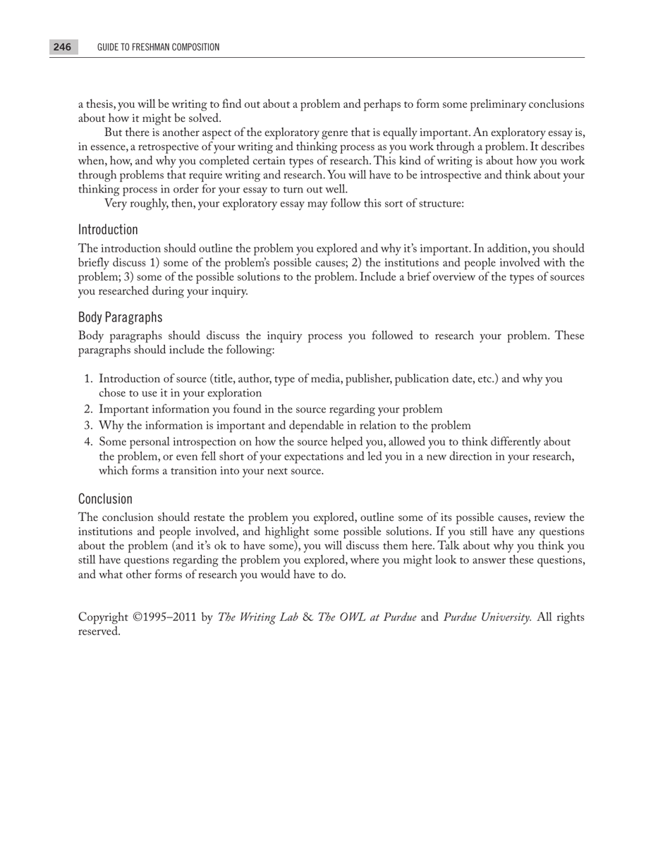 Introductions, Body Paragraphs, and Conclusions for Exploratory Papers, Page 2