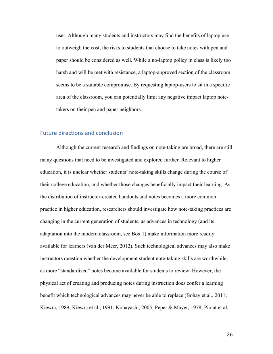 Notes on Note-Taking: Review of Research and Insights for Students and Instructors - Michael C. Friedman, Harvard University, Page 26