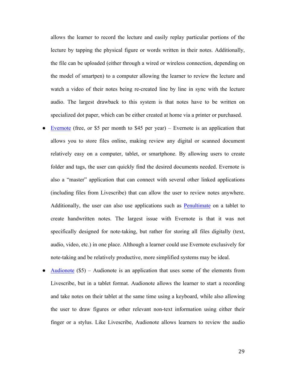 Notes on Note-Taking: Review of Research and Insights for Students and Instructors - Michael C. Friedman, Harvard University, Page 29