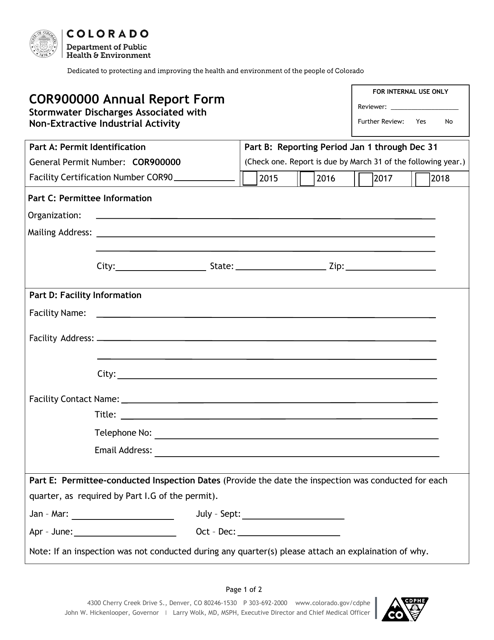 Form COR900000 Annual Report Form - Colorado