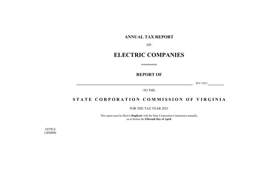 Form CCTD-3 Annual Tax Report of Electric Companies - Virginia, Page 1