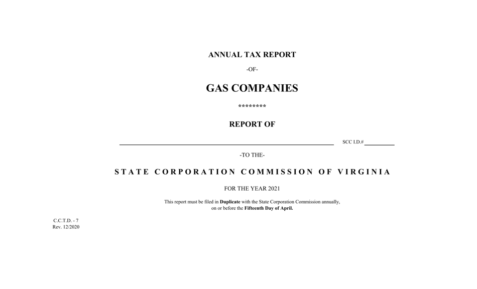 Form C.C.T.D.7 Annual Tax Report of Gas Companies - Virginia, Page 1
