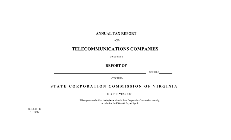 Form C.C.T.D.6 Annual Tax Report of Telecommunications Companies - Virginia, Page 1