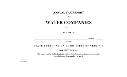 Document preview: Form C.C.T.D.8 Annual Tax Report of Water Companies - Virginia