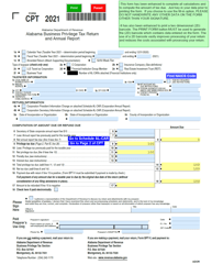 Document preview: Form CPT Alabama Business Privilege Tax Return and Annual Report - Alabama