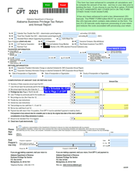 Form CPT &quot;Alabama Business Privilege Tax Return and Annual Report&quot; - Alabama