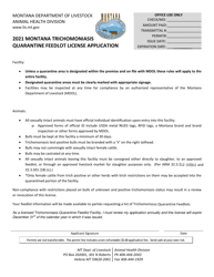 Montana Trichomoniasis Quarantine Feedlot License Application - Montana, Page 2
