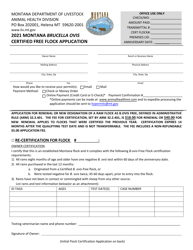 Montana Brucella Ovis Certified Free Flock Application - Montana
