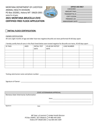 Montana Brucella Ovis Certified Free Flock Application - Montana, Page 2