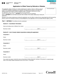 Form GST303 Application to Offset Taxes by Refunds or Rebates - Canada